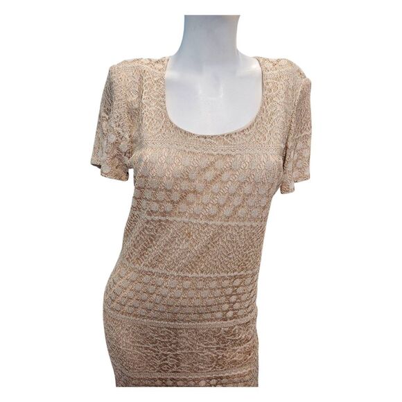 JPS Gold Sparkly Maxi Dress Womens Size 10P Vintage - Picture 3 of 8